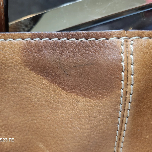 VINTAGE Y2K FOSSIL Brown Leather Shoulder bag - Picture 8 of 9